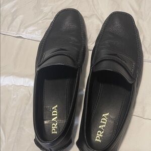 Prada Men's Black Leather Slip-On Loafers